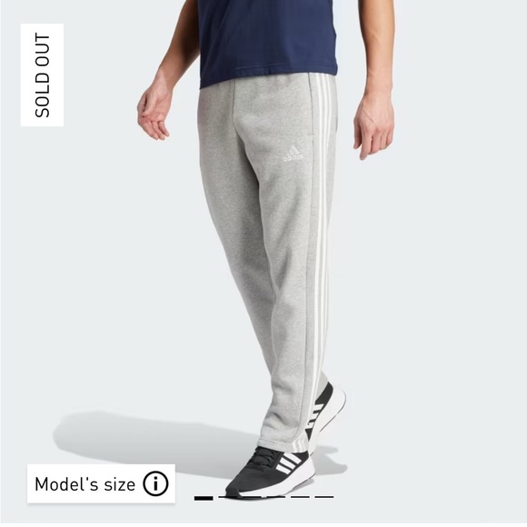 adidas Men's Essentials Fleece 3-Stripes Pants - Picture 1 of 8